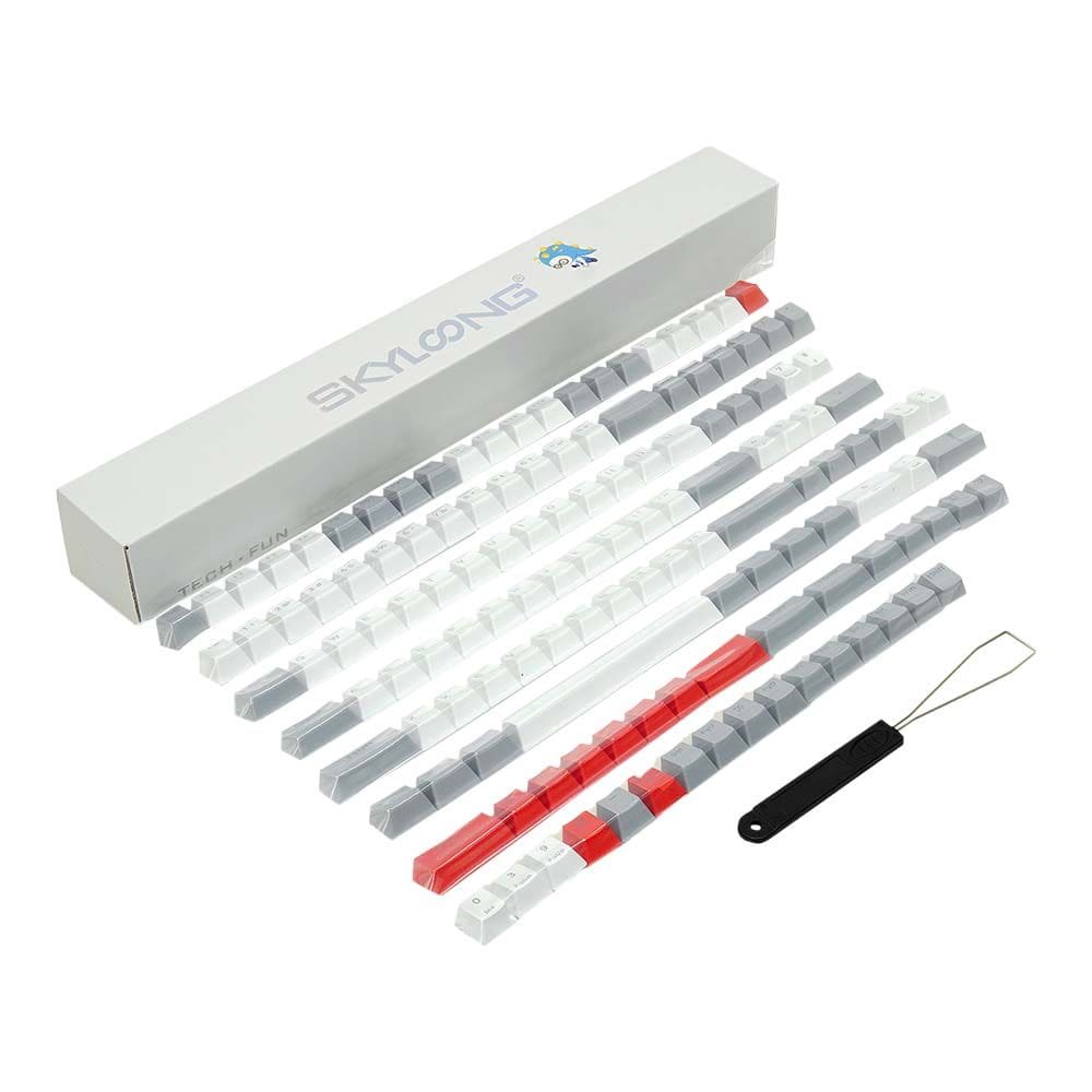 Kit De Keycaps Skyloong Double Shotting Pbt Light Grey-White-Red