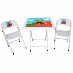 Conjunto Mesa Com 2 Cadeiras Azul/Carros - Açomix