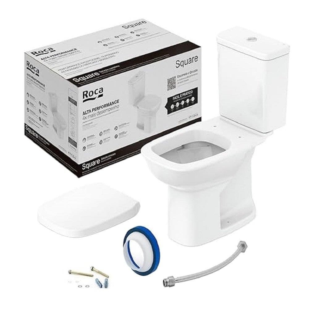 Kit Vaso Sanitário Celite Square + Caixa Acoplada + Acessórios de Fixação Branco