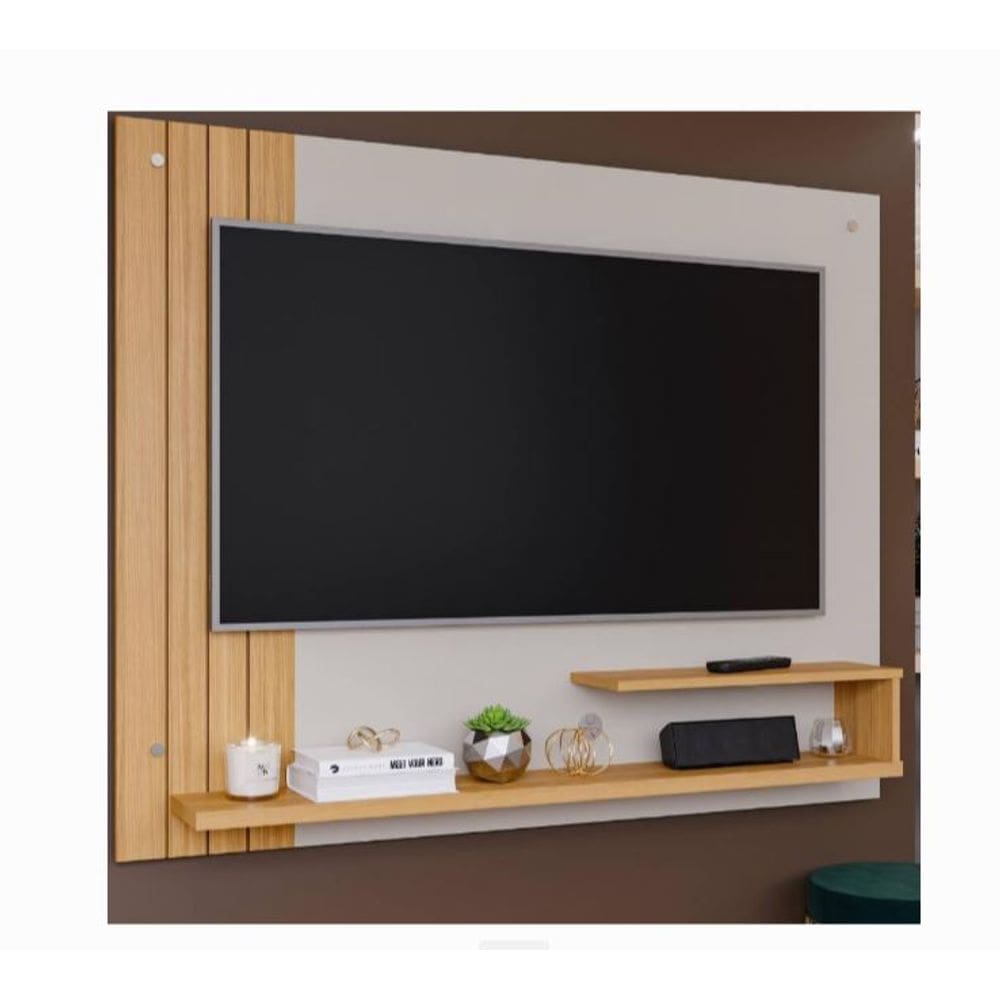 Painel Dunas para TV de até 50 - Off White/Natural - Bege Claro