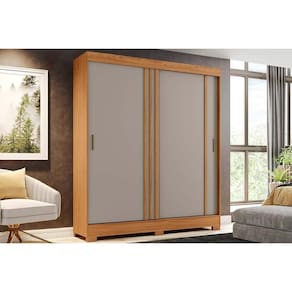 Guarda Roupa Casal 2 Portas de Correr e 2 Gavetas Briz B353 Flex Nature/Off White ou Cinza - Henn