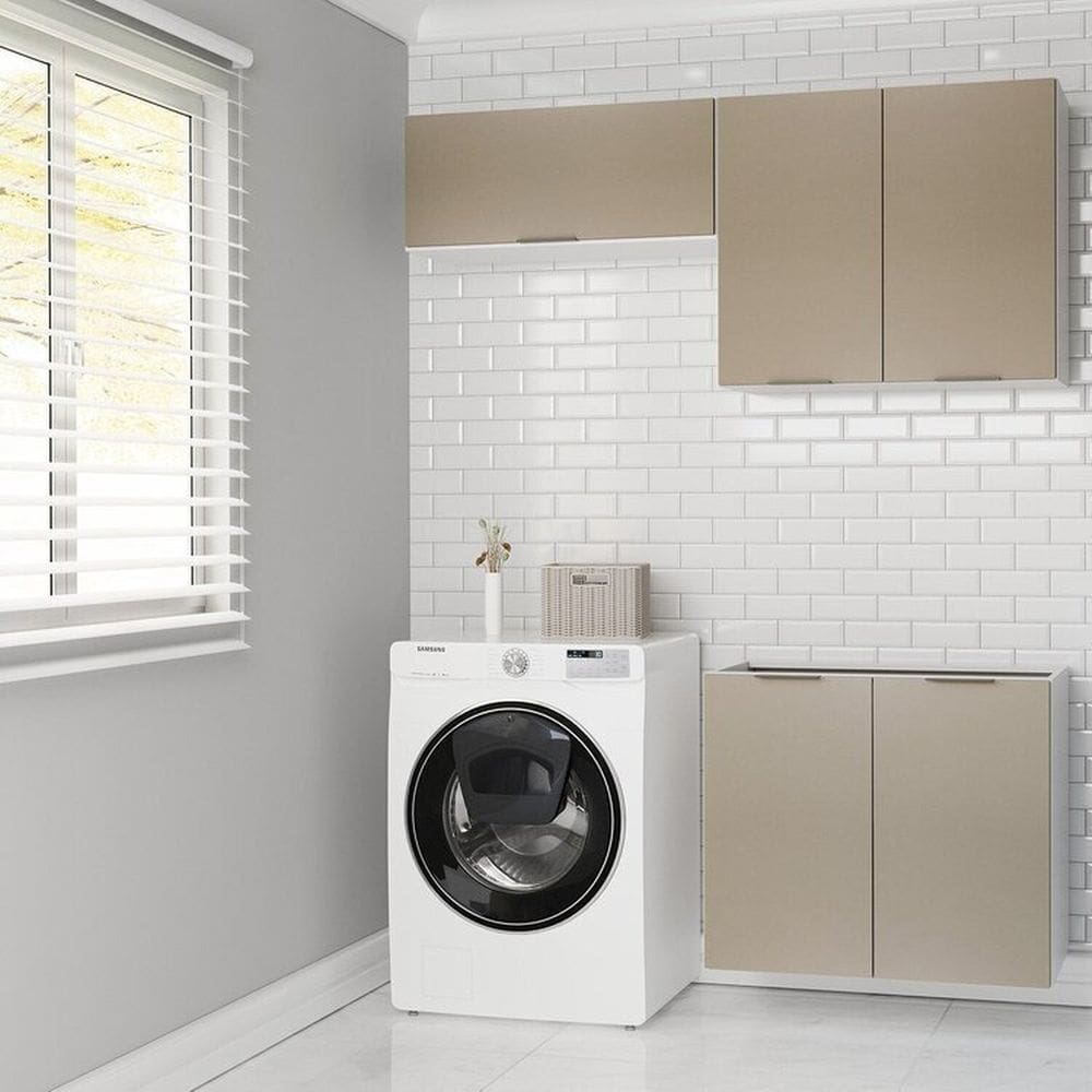 Lavanderia Modulada 3 Peças sem Tampo sem Rodapé Ipanema Cabecasa Madeiramadeira Cinza Trama
