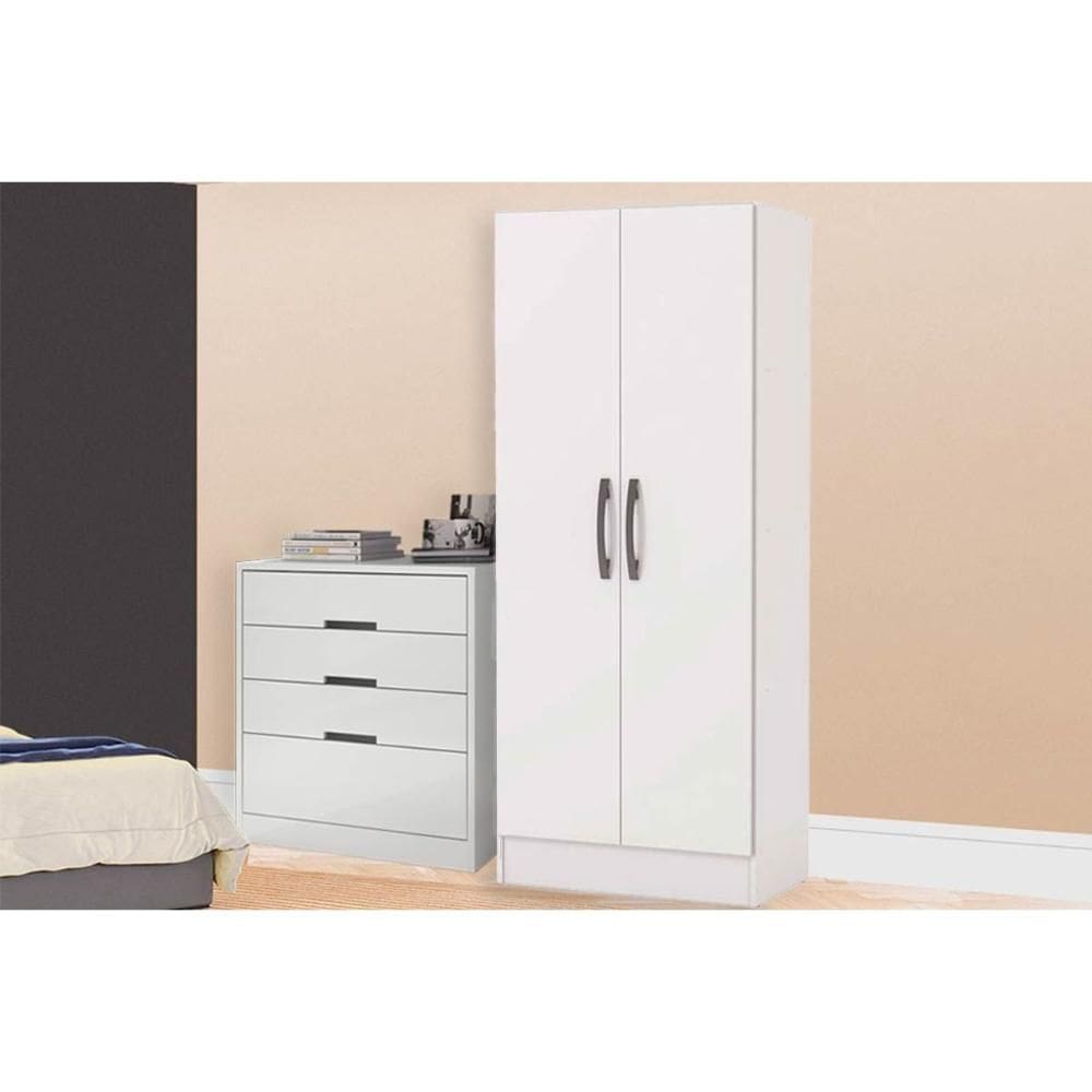 Guarda Roupa 2 Peças (1GuardaRoupa+1Cômoda) QC116 Branco (QC12) - Kappesberg