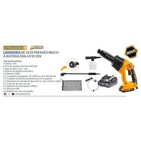 Lavadora Jato De Alta Pressão A Bateria 20v C/ Acessórios
