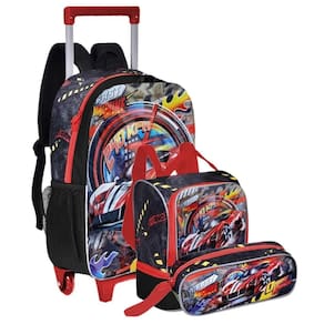 Kit Mochila De Rodinha Lancheira e Estojo Fast Machine Clio FM24504KT