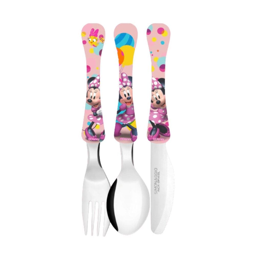 Jogo de Talheres Infantil Aço Inox Minnie 3 Peças Prime - Simonaggio