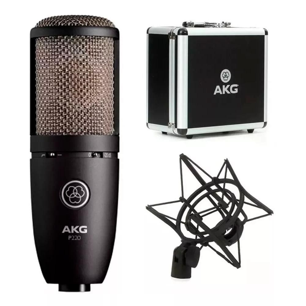 Microfone AKG P220 Condensador Cardioide cor preto
