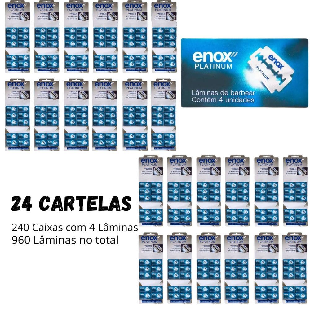 Kit Com 24 Cx De Laminas Enox Platinum Duplo Fio Com 960 Unid