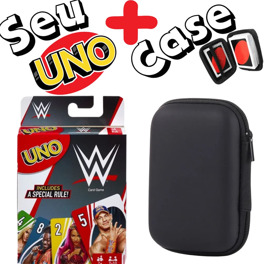 Kit Case + Jogo de Cartas UNO - WWE World Wrestling Entertainment Luta Livre