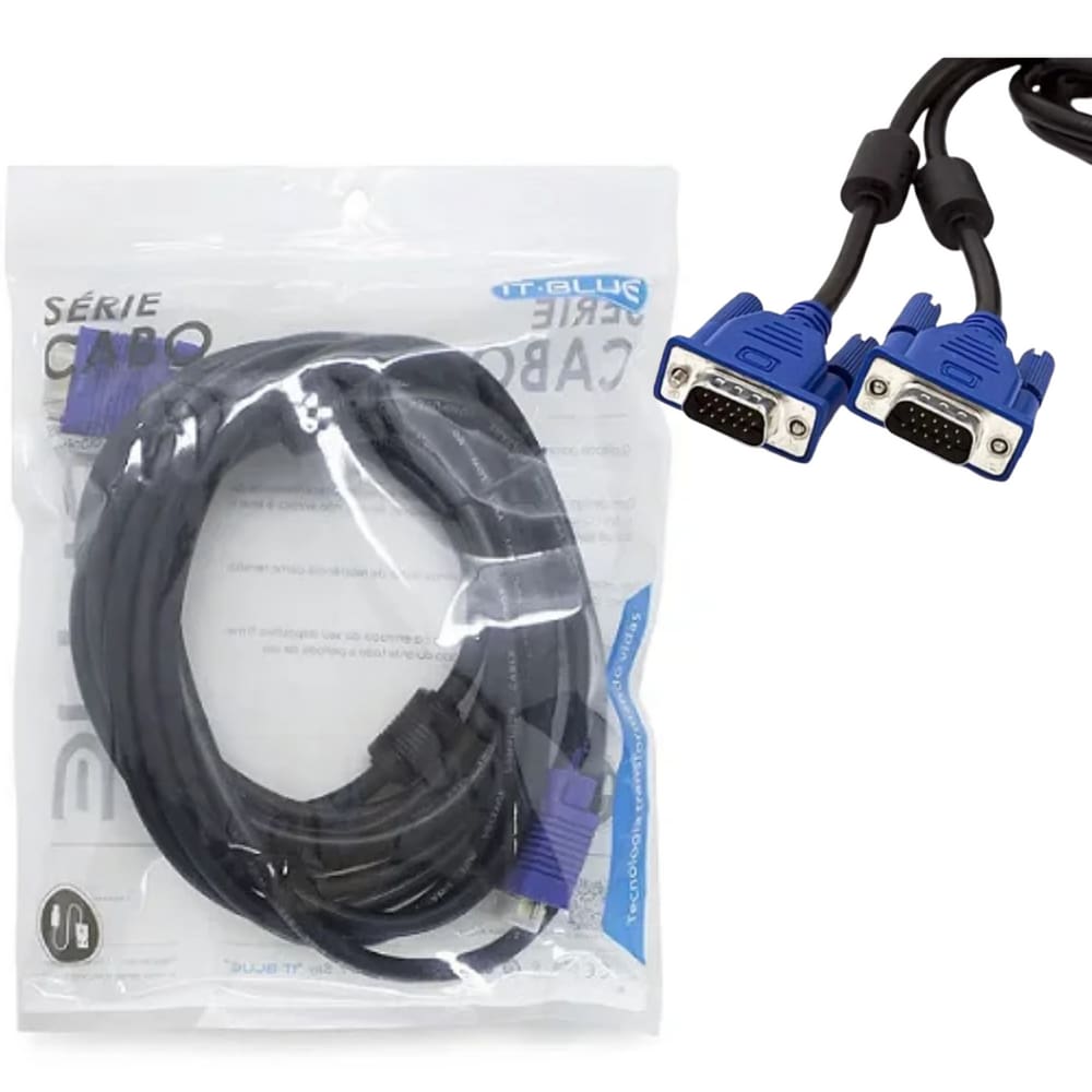 Cabo VGA 5M Monitor Lcd Pc Tv Projetor Blindado LE-13C