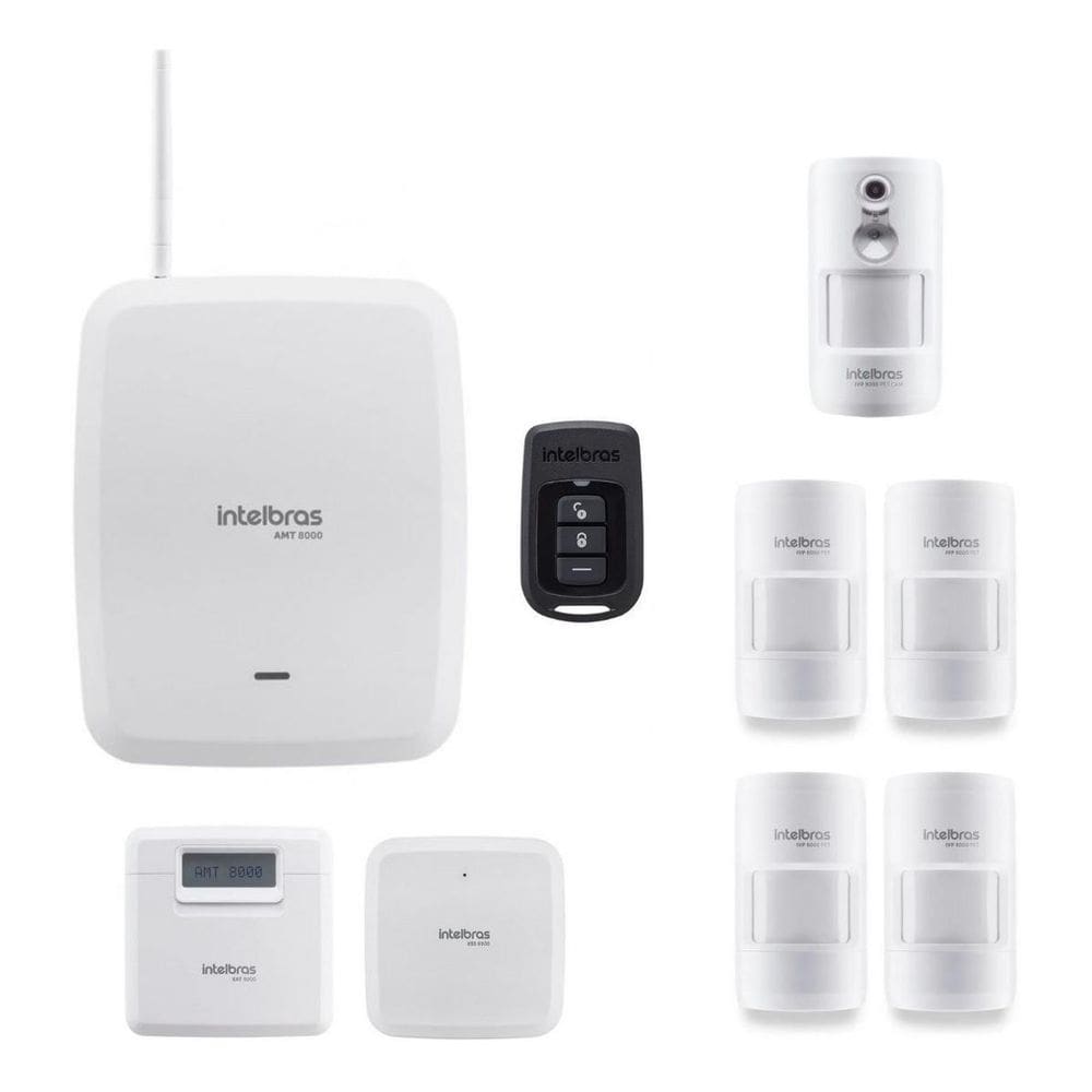 Kit Alarme Amt8000 Intelbras Central Sem Fio E Wi-Fi 5
