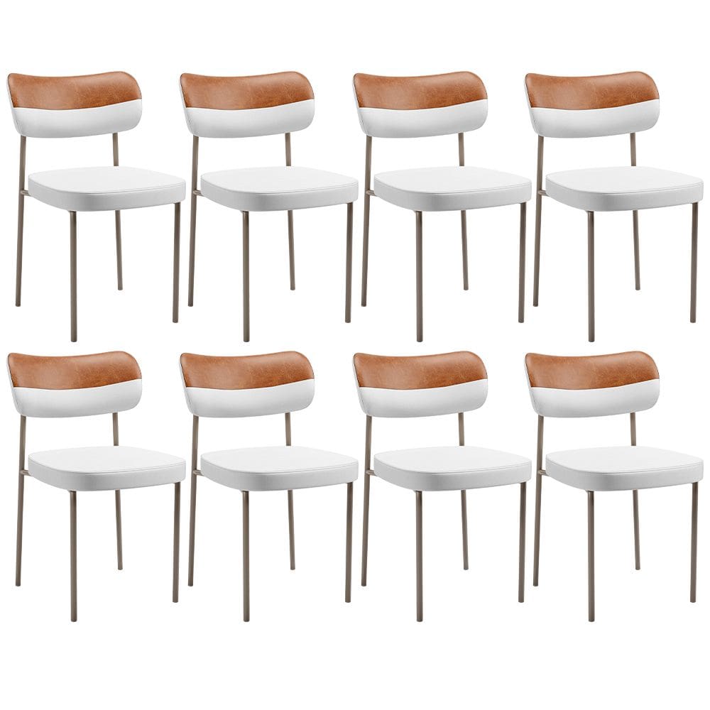 Kit 08 Cadeiras Decorativa Para Sala De Jantar Melina Base Arena L02 Faixa Couríssimo Camel Facto Branco - Lyam Decor