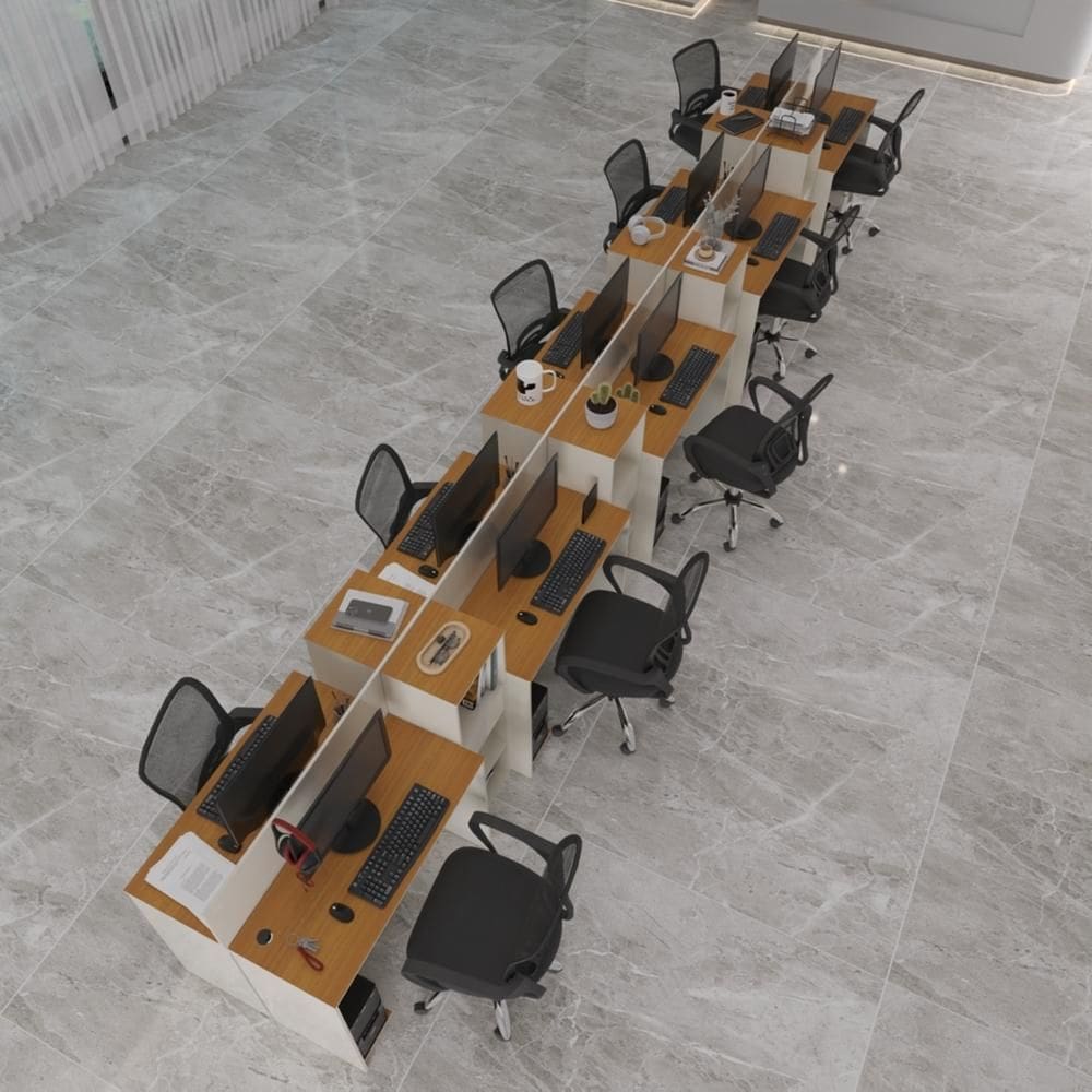 Estação de Trabalho 10 Lugares Smart Office 10 Mesas 8 Armários Livreiro