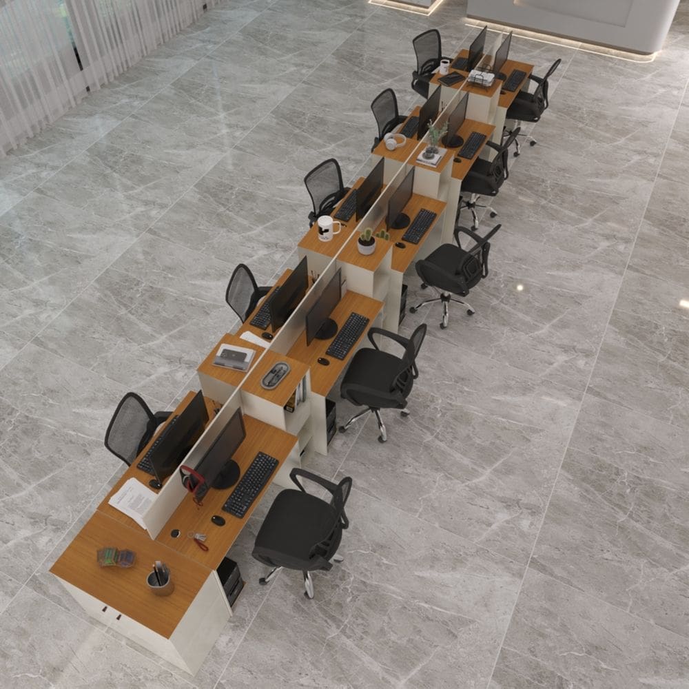 Estação de Trabalho 10 Lugares Office Smart 10 Mesas 8 Armários 1 Aparador