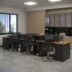 Estação de Trabalho 6 Lugares Smart Office 6 Mesas 4 Armários 2 Aparadores