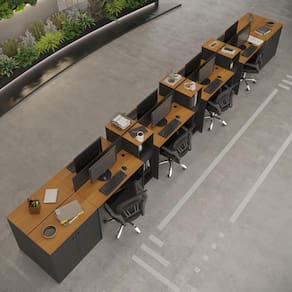 Estação de Trabalho 8 Lugares Smart Office 8 Mesas 6 Armários 4 Aparadores