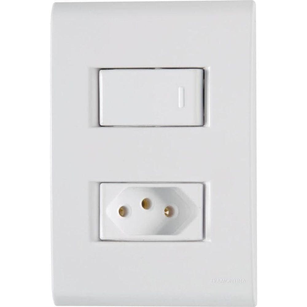 Conjunto 4 X 2 Com 1 Interruptor Simples 10a 250v E 1 Tomada 2p+t 20a 250v Liz Branco - Tramontina