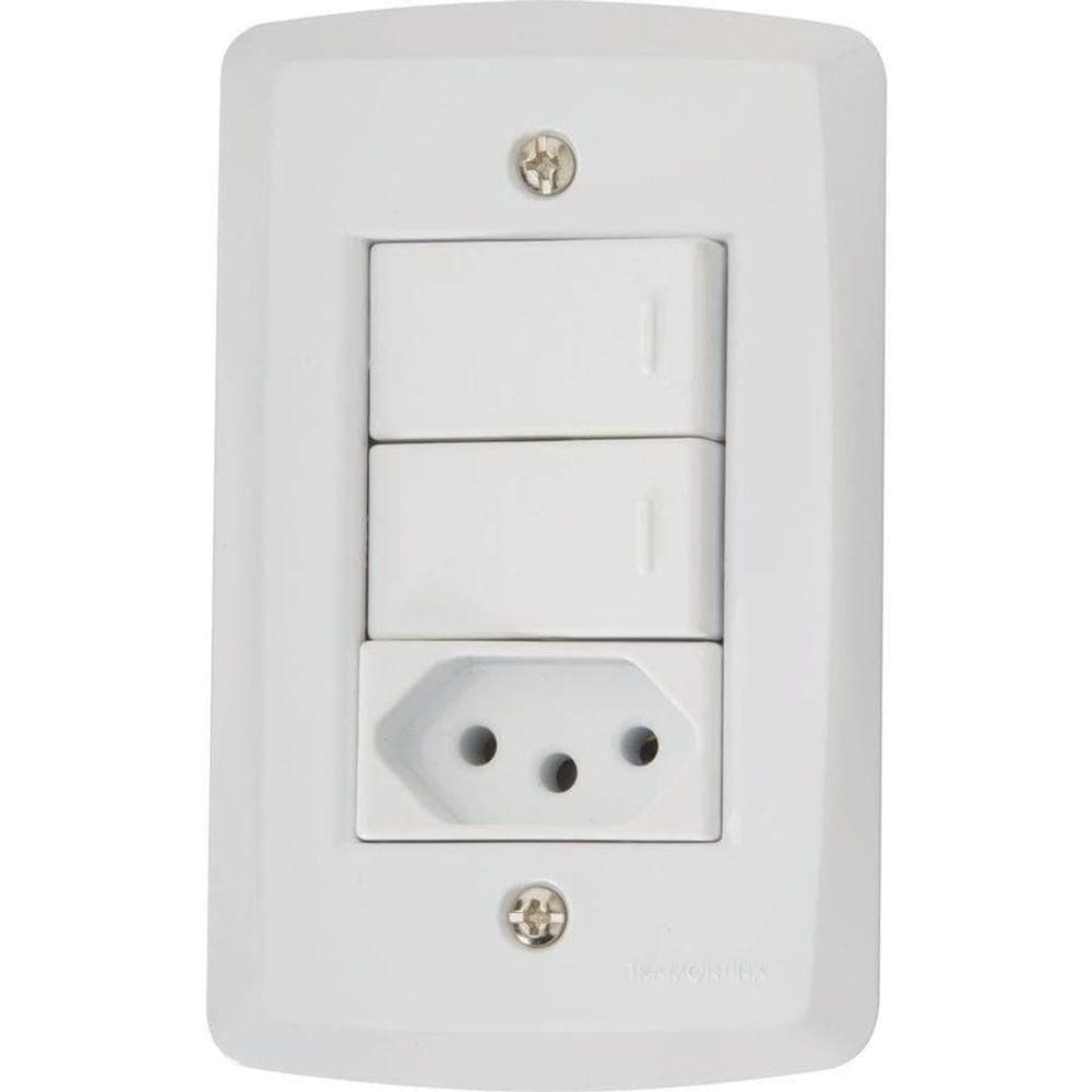 Conjunto 4 X 2 Com 2 Interruptores Simples 10a 250v E 1 Tomada 2p+t 20a 250v Lux2 Branco - Tramontina