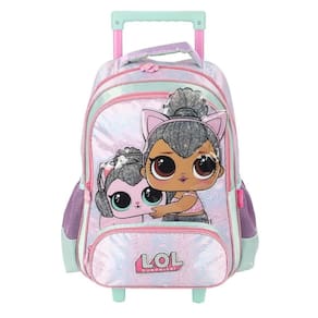 Mochila de Rodinhas Sem Alça Luxcel Lol Violeta e Verde