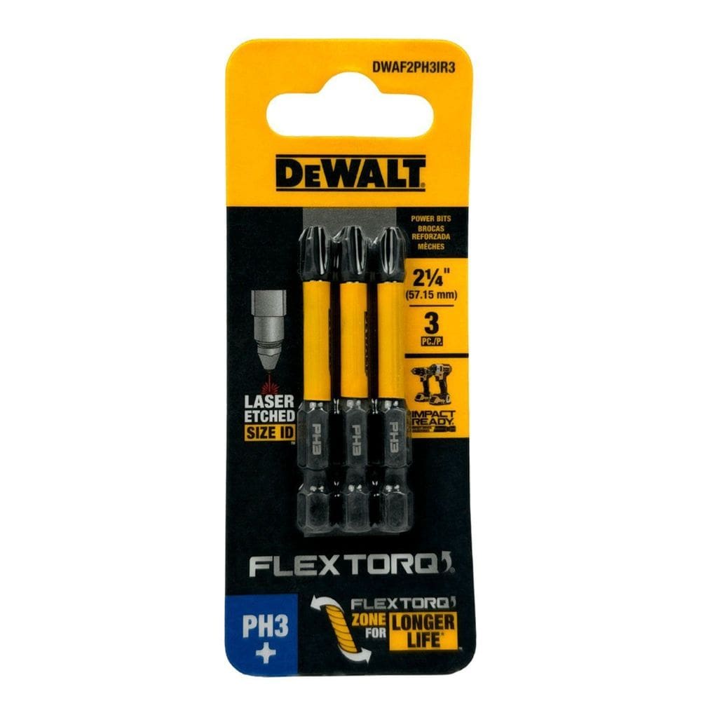 Ponta Phillips #3 Flextorq 2 1/4" 3 Peças DWAF2PH3IR3 DeWalt - Unica Unico