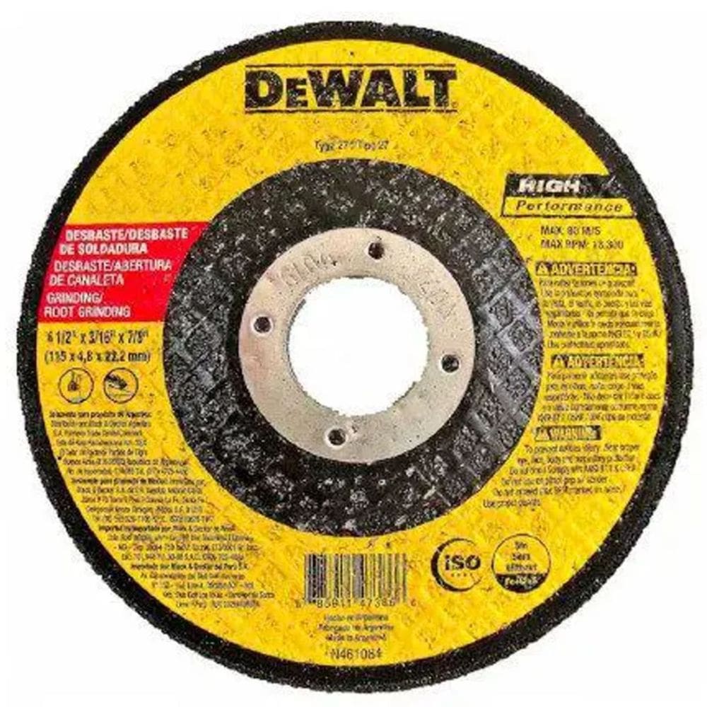 Disco de Corte Desbaste Acabamento 4 1/2" x 2,5mm x 7/8" DW80408 DeWalt - Unica Unico