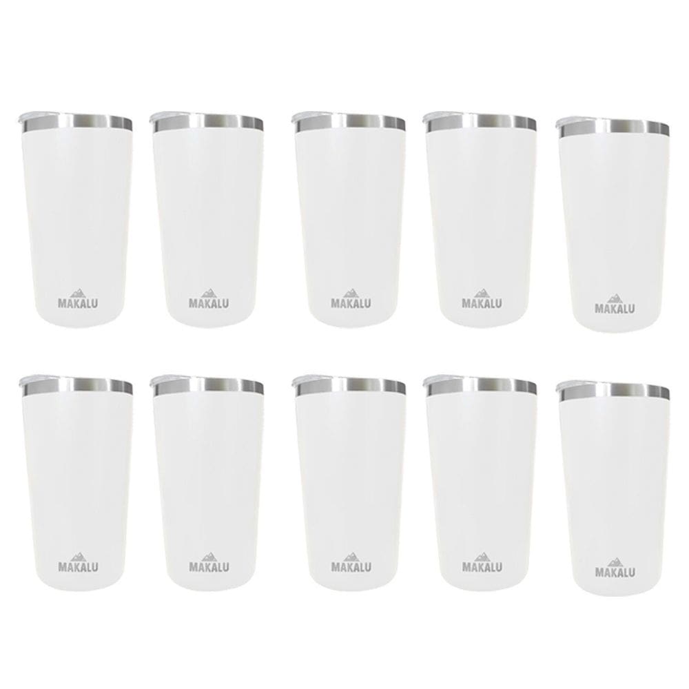Kit 10 Copos Térmicos Aço Inox 420ML Branco p/ Água Cerveja Café - Quente e Frio - Unica Unico
