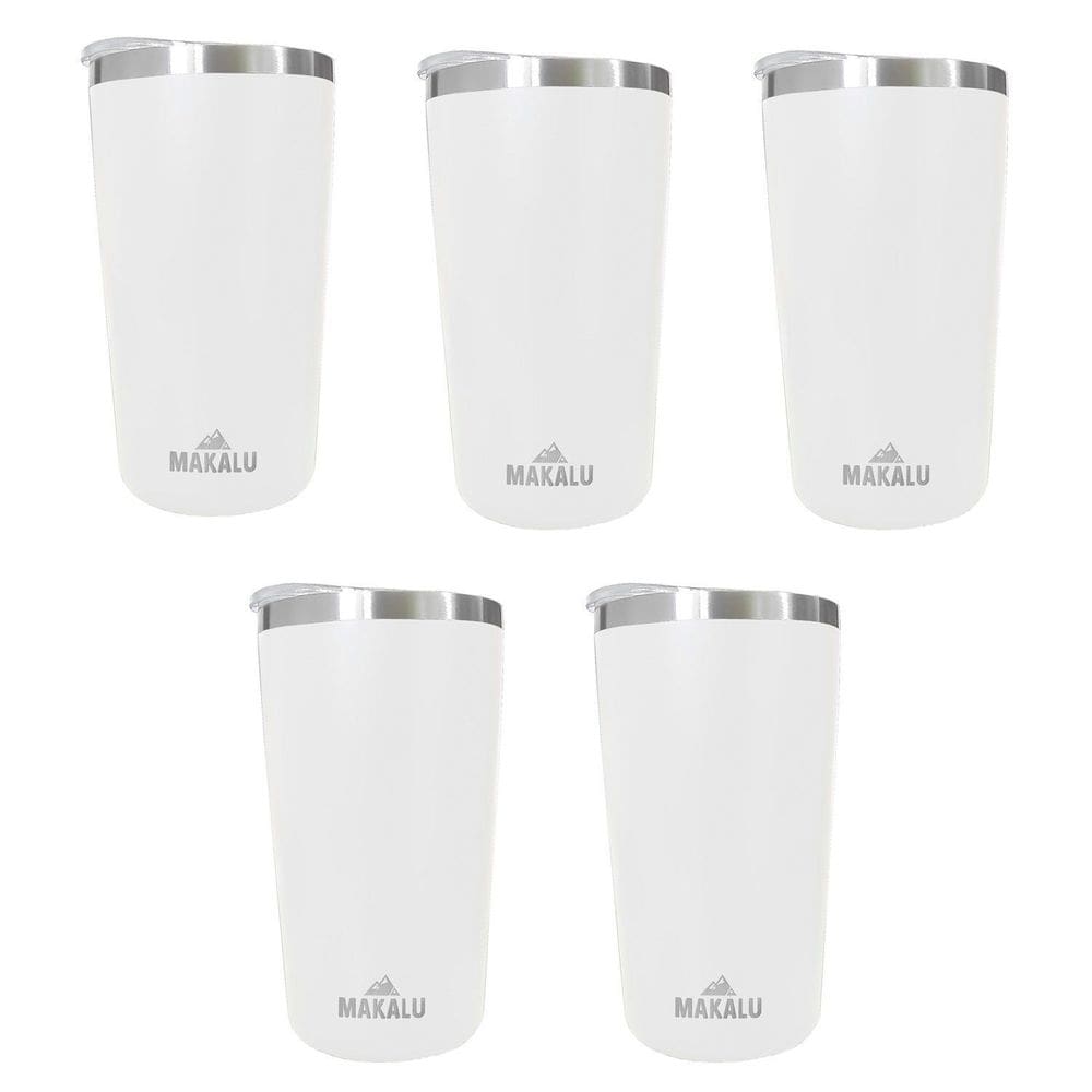 Kit 5 Copos Térmicos Aço Inox 420ML Branco p/ Água Cerveja Café - Quente e Frio - Unica Unico