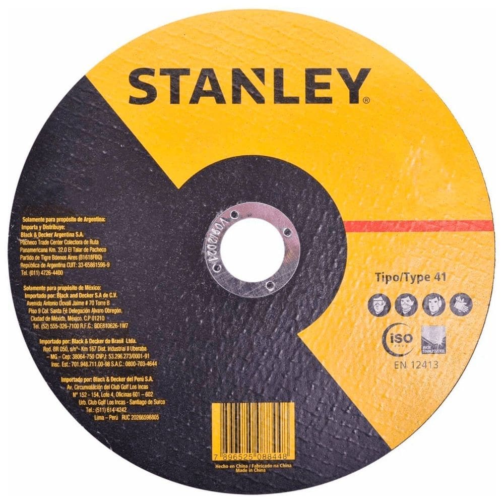 Disco De Corte Fino Metal Inox  4 1/2&quot; x 1,0mm x 7/8&quot; STA8061 Stanley - Unica Unico
