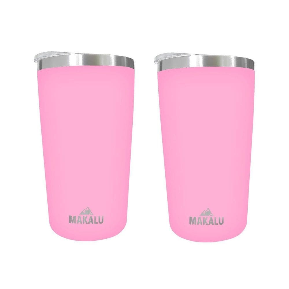 Kit 2 Copos Térmicos Aço Inox 420ML Rosa p/ Água Cerveja Café - Quente e Frio - Unica Unico