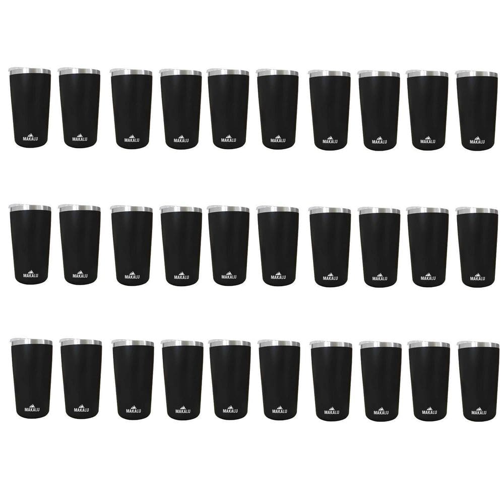 Kit 30 Copos Térmicos Aço Inox 420ML Preto p/ Água Cerveja Café - Quente e Frio - Unica Unico