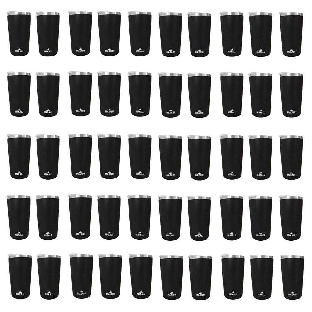 Kit 50 Copos Térmicos Aço Inox 420ML Preto p/ Água Cerveja Café - Quente e Frio - Unica Unico