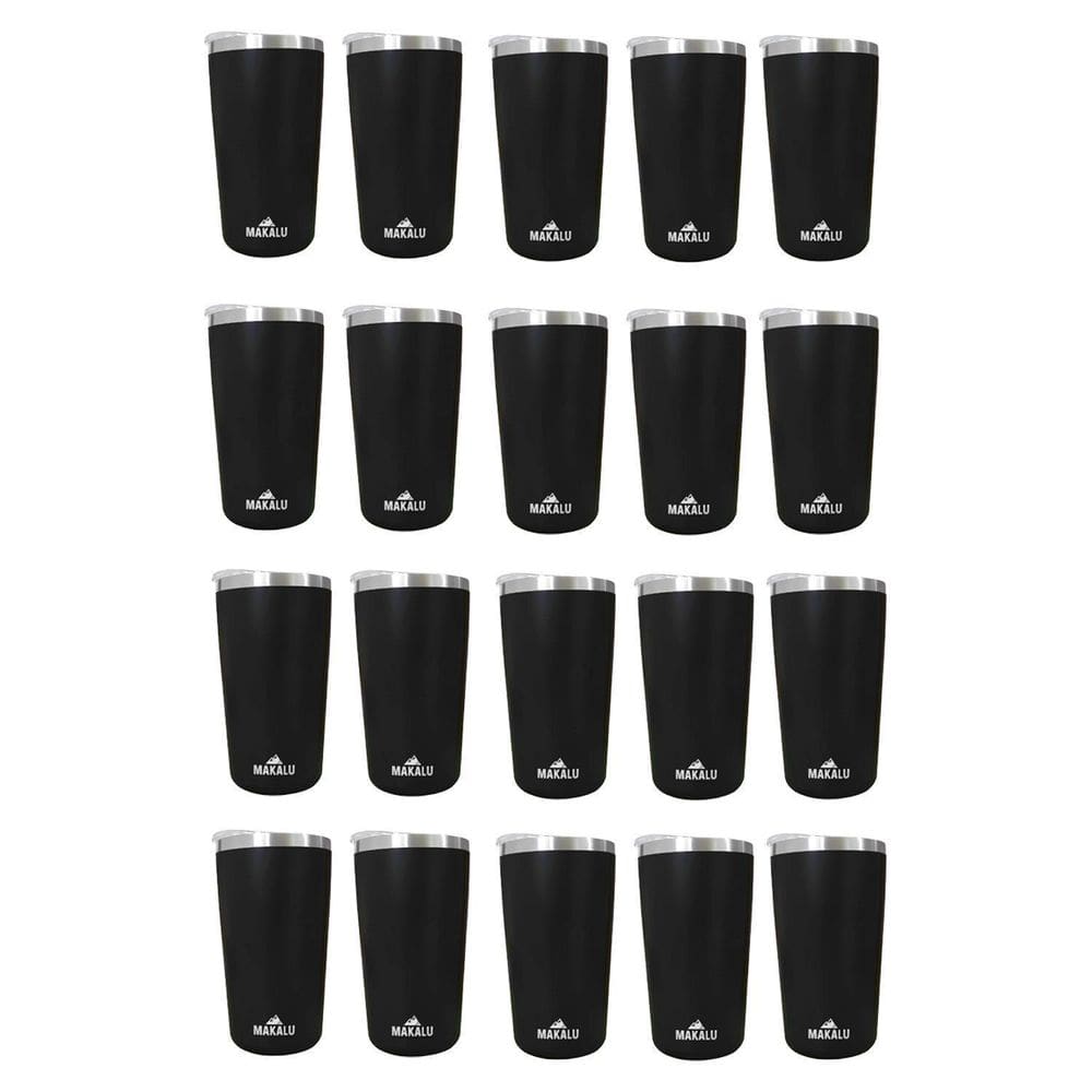 Kit 20 Copos Térmicos Aço Inox 420ML Preto p/ Água Cerveja Café - Quente e Frio - Unica Unico