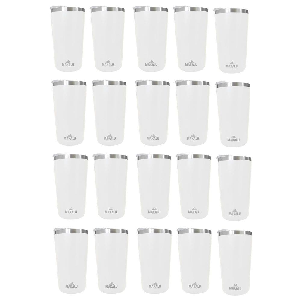 Kit 20 Copos Térmicos Aço Inox 420ML Branco p/ Água Cerveja Café - Quente e Frio - Unica Unico