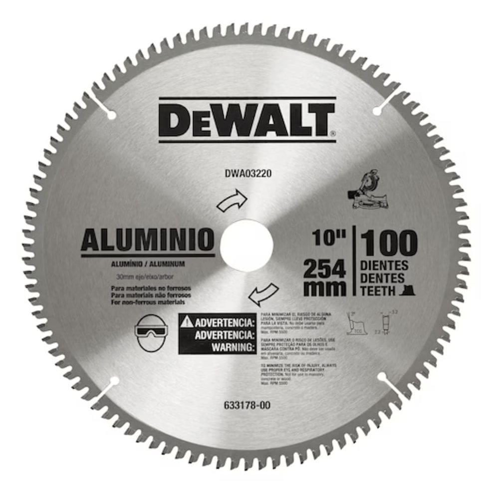 Lâmina Serra Esquadria 10" 100 Dentes Aluminio DWA03220 DeWalt - Unica Unico
