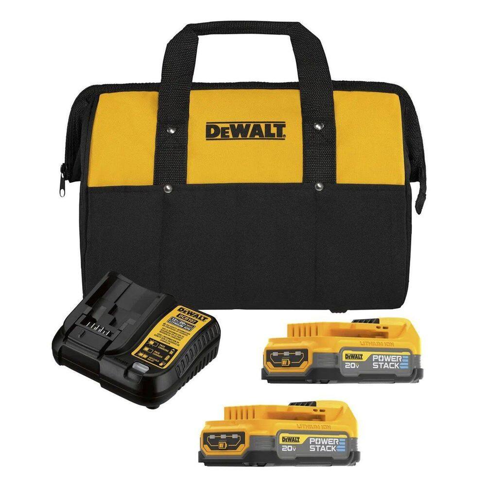 Kit 2 Baterias 1,7Ah PowerStack 20v Com Carregador + Bolsa DCBP034E2-BR DeWalt - Unica Unico