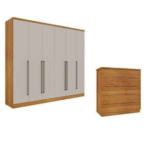 Guarda-Roupa 6 Portas Portugal E Comoda 5 Gavetas Premium Espresso Móveis Cinamomo/Off White