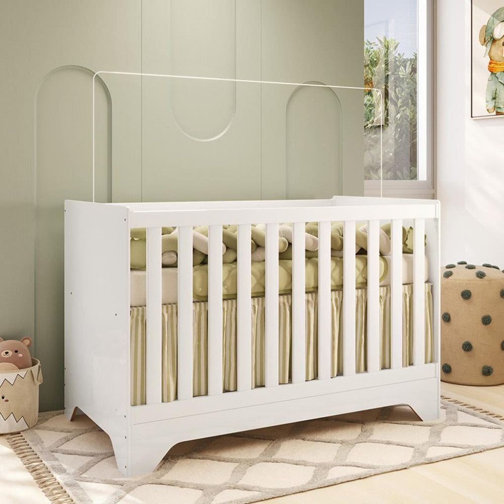 Berço Mini Cama 3 em 1 Americano MDF Popy Retrô Móveis Peroba com Colchão Gazin