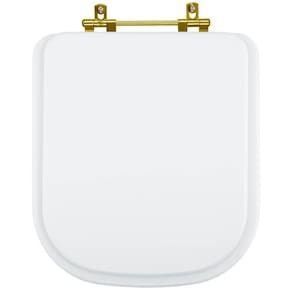 Assento Sanitario Quadra Branco Para Vaso Deca Com Ferragem Dourada