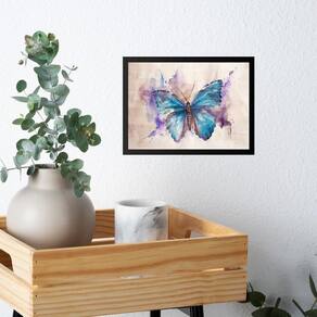 Quadro Decorativo Arte Borboleta Horizontal 33X24Cm