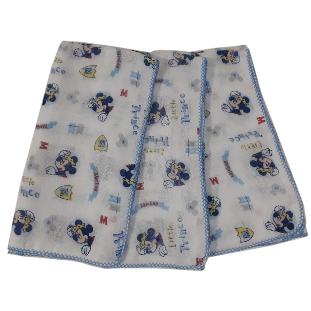 Kit 3 Fralda Disney 70X70Cm Estampada Com Croche Mickey