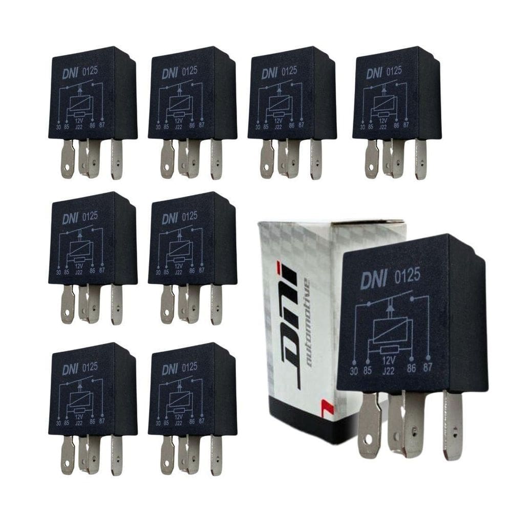 Kit 10 Mini Rele Auxiliar 12V 40A 4 Pinos Resistor Universal