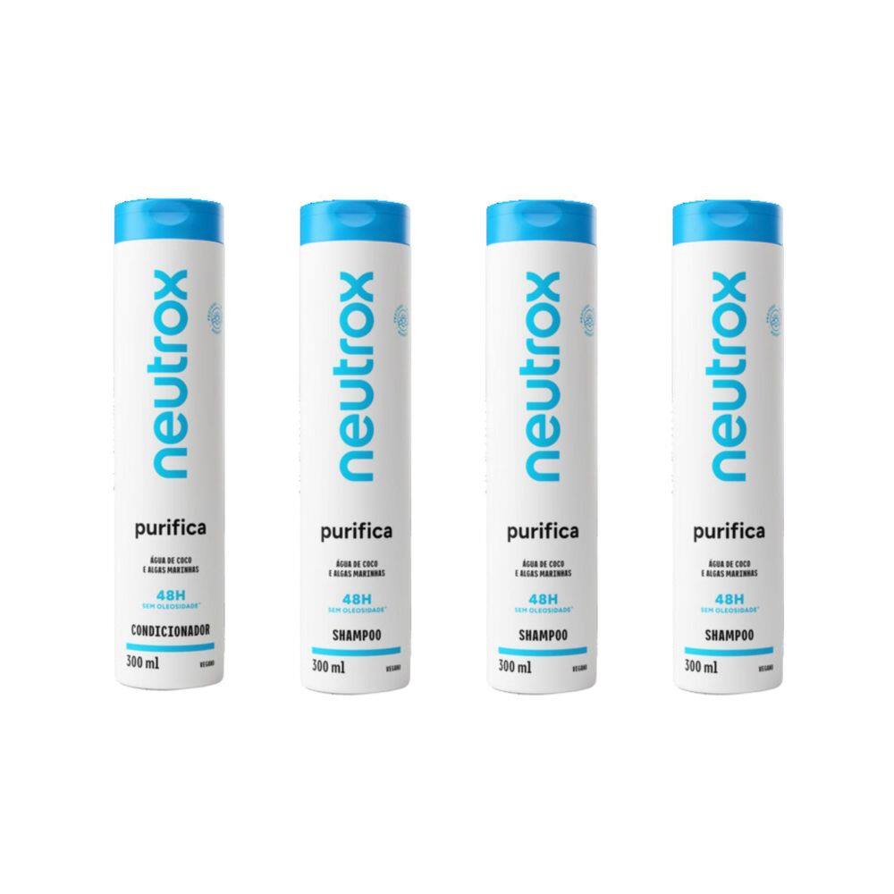 Kit Neutrox Purifica 1 Cond 300Ml + 3 Shampoo 300Ml