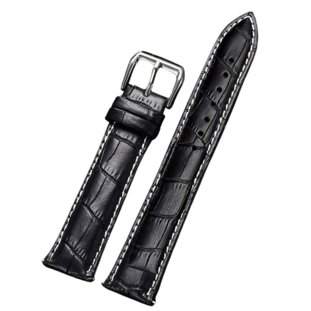 Pulseira De Relógio Croco 20 Mm Preta