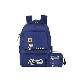 Kit Escolar Mochila Costa + Lancheira Snoopy Oficial - Azul