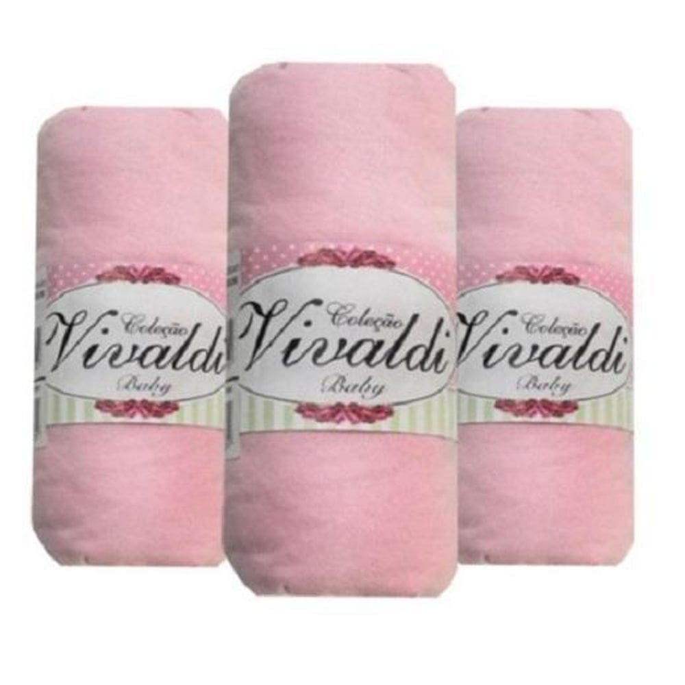 3 Lençol Rosa De Berço Com Elástico Malha