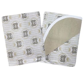 Manta Dupla Face 90X90Cm Malha Estampada Royal Baby Bege