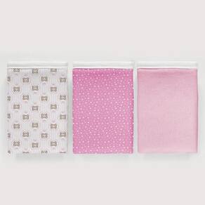 Kit 3 Pçs Fronha Para Bebê 30X40 100%Algodão Baby Royal Rosa