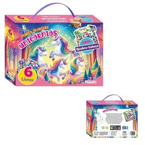 Kit Livro Infantil Maleta Divertida 6 Livros + Quebra Cabeça
