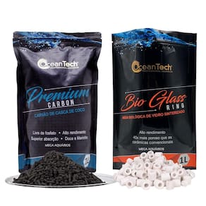 Mídia Oceantech Kit Premium Carbon 1L + Bio Glass 1L