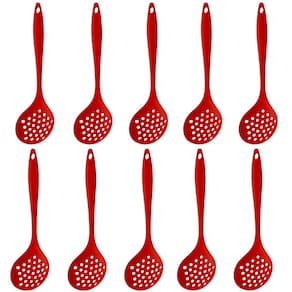 Escumadeira De Silicone Vermelha Grande Kit 10 Un